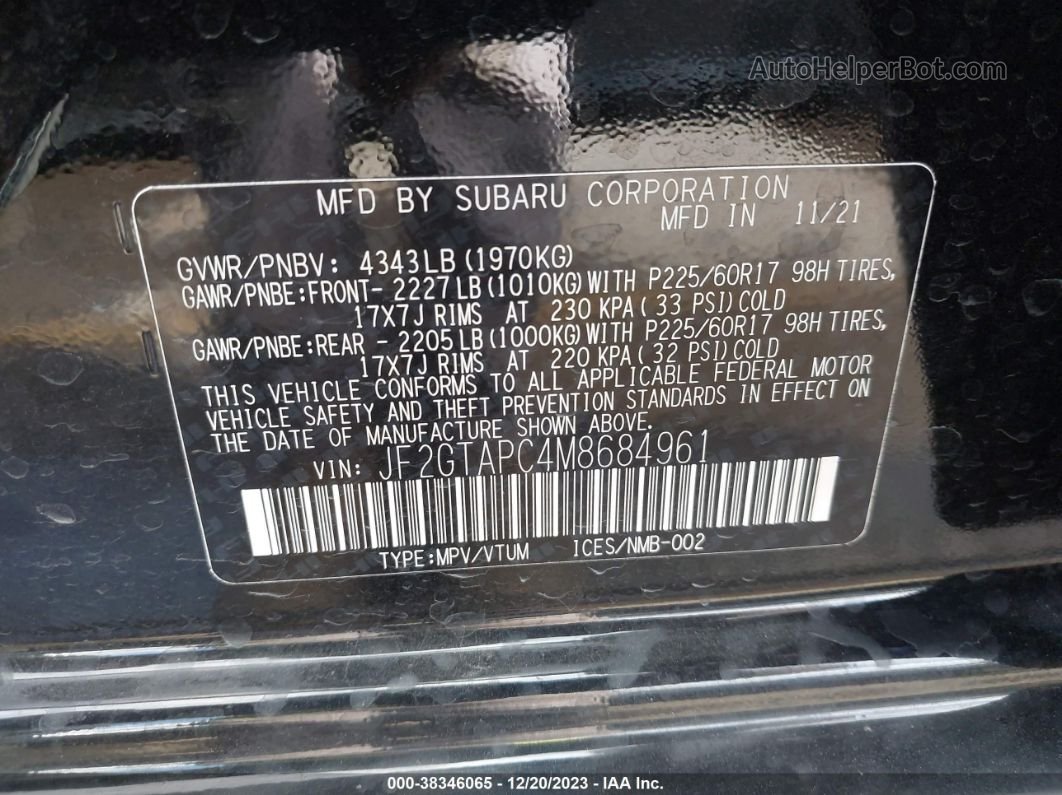 2021 Subaru Crosstrek Premium Черный vin: JF2GTAPC4M8684961