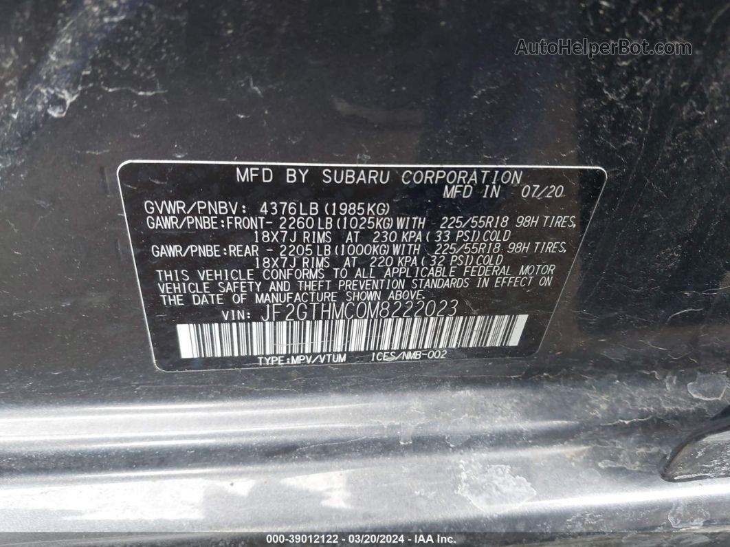 2021 Subaru Crosstrek Limited Gray vin: JF2GTHMC0M8222023