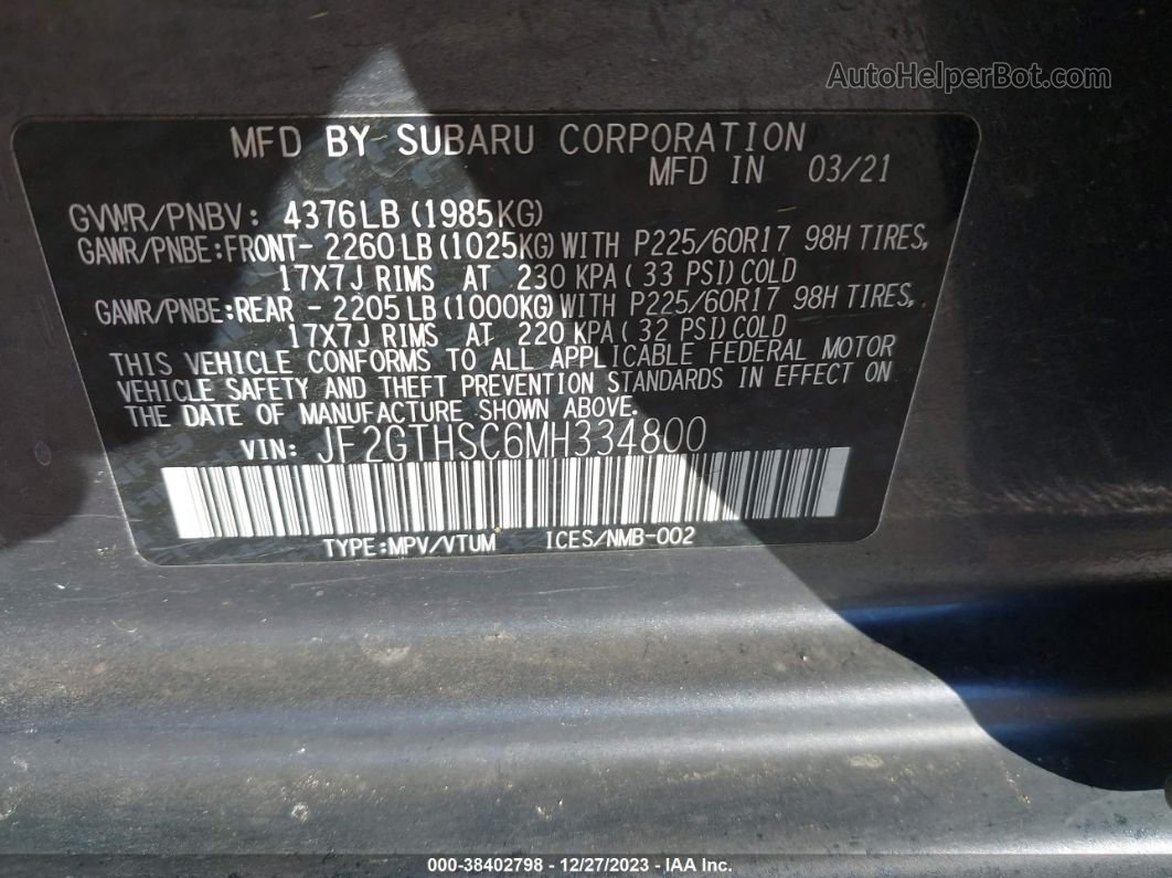 2021 Subaru Crosstrek Sport Black vin: JF2GTHSC6MH334800