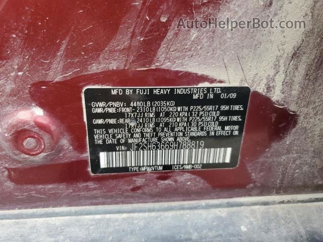 2009 Subaru Forester 2.5x Premium Red vin: JF2SH63669H788819