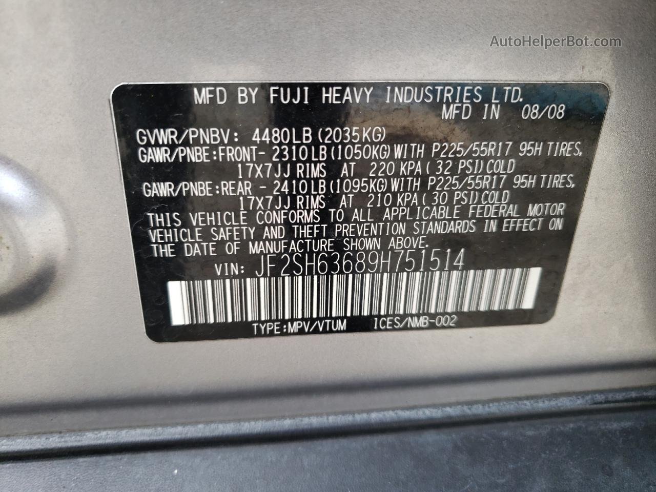 2009 Subaru Forester 2.5x Premium Серебряный vin: JF2SH63689H751514