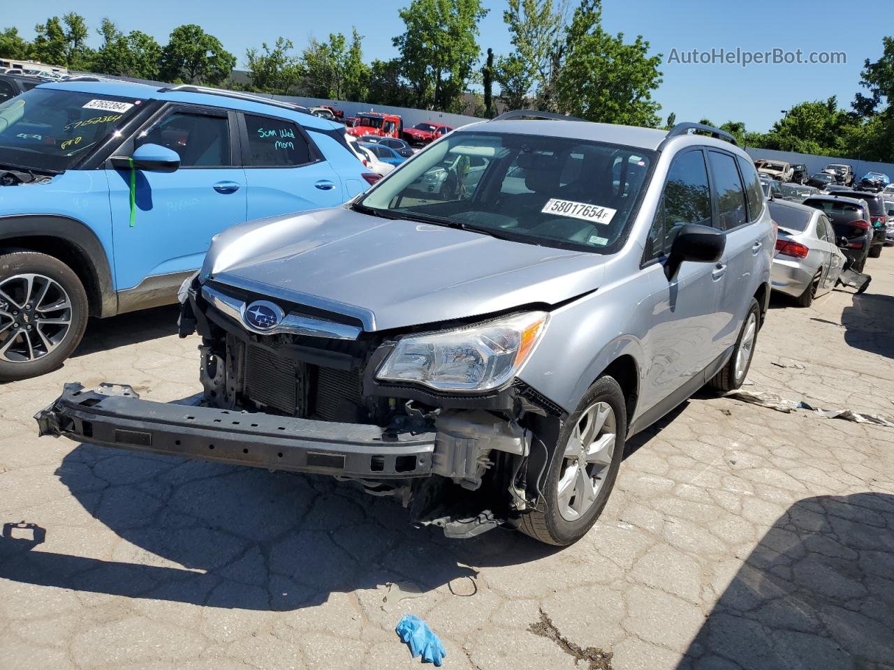 2015 Subaru Forester 2.5i Silver vin: JF2SJABC3FH494059