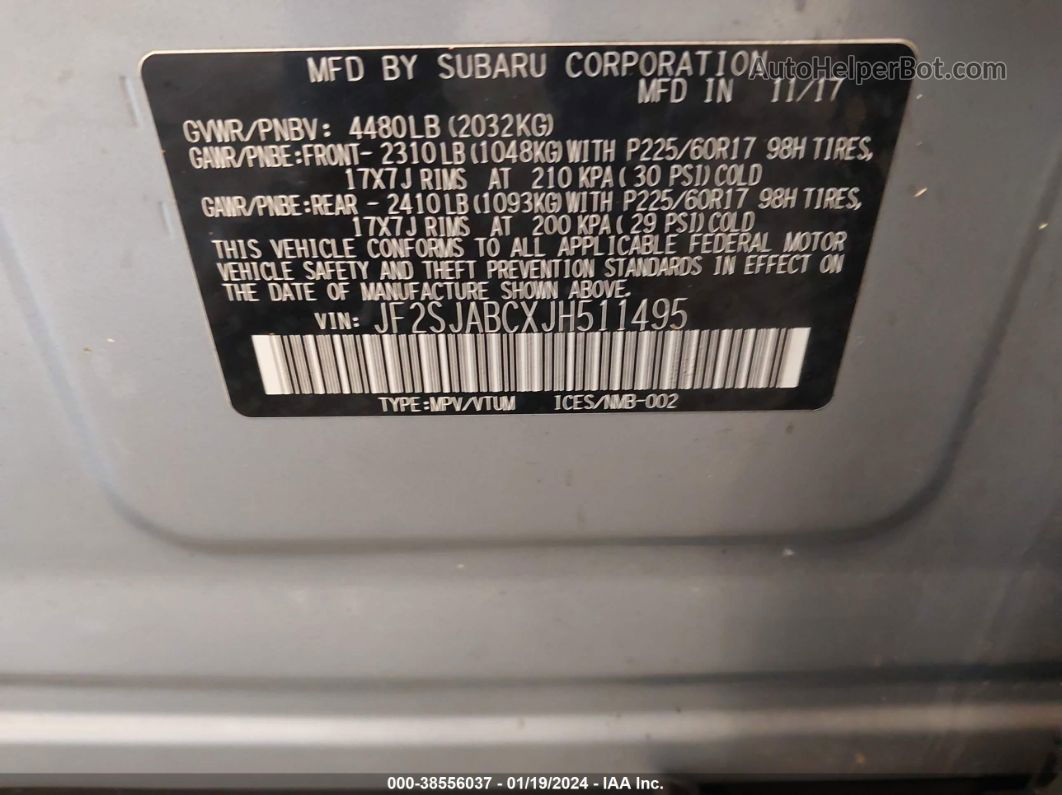 2018 Subaru Forester 2.5i Silver vin: JF2SJABCXJH511495