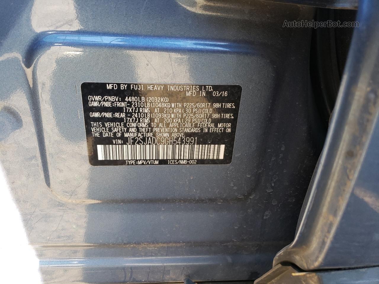 2016 Subaru Forester 2.5i Premium Синий vin: JF2SJADC9GH543991