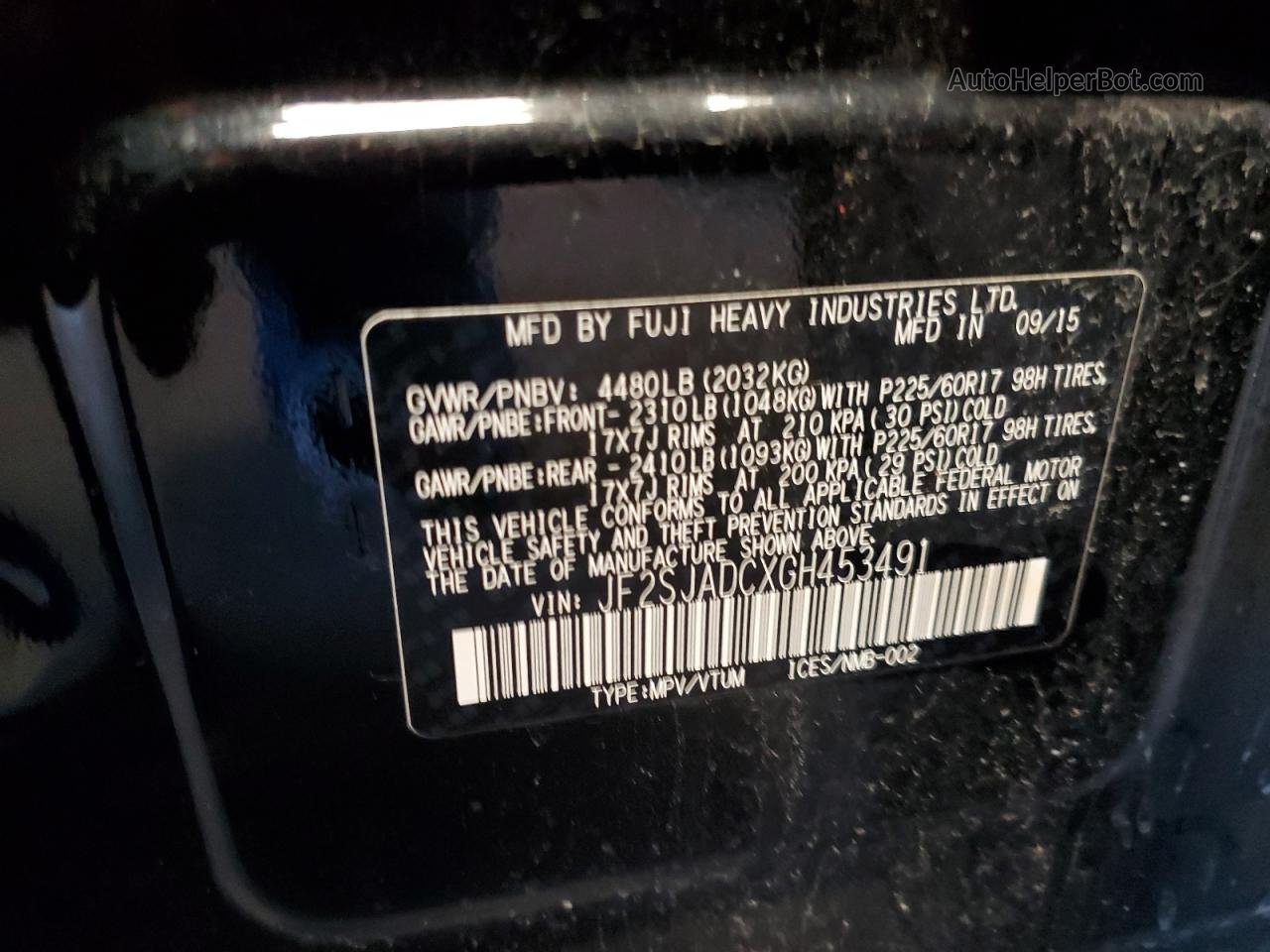 2016 Subaru Forester 2.5i Premium Black vin: JF2SJADCXGH453491