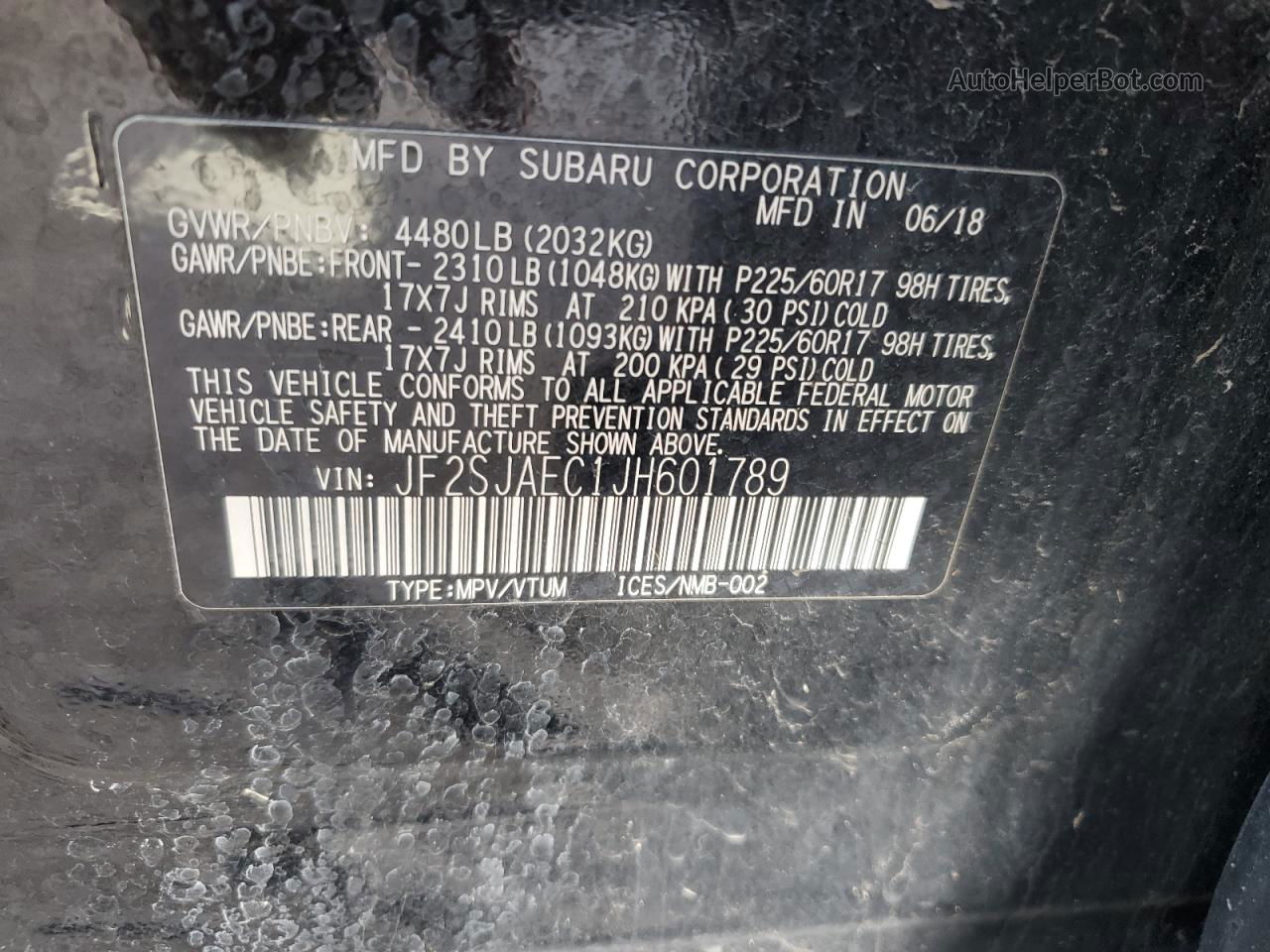 2018 Subaru Forester 2.5i Premium Black vin: JF2SJAEC1JH601789
