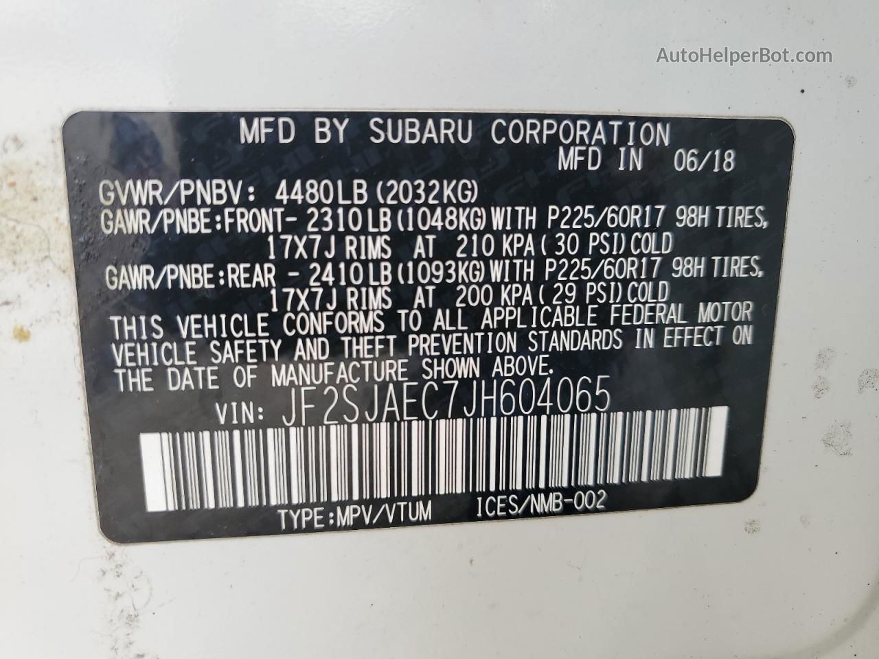 2018 Subaru Forester 2.5i Premium White vin: JF2SJAEC7JH604065