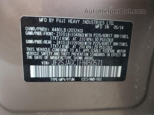 2015 Subaru Forester 2.5i Premium Tan vin: JF2SJAGC1FH450571