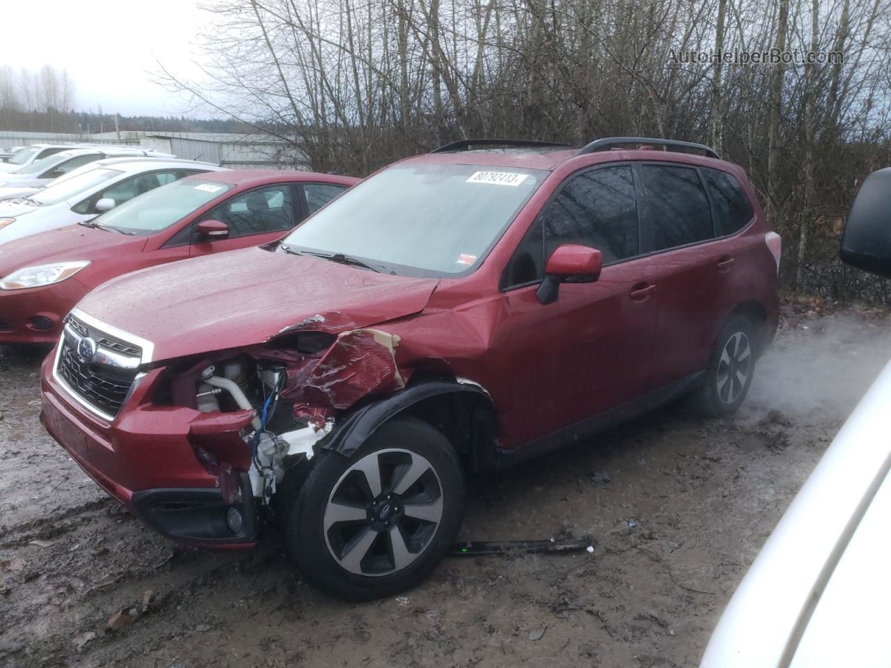 2018 Subaru Forester 2.5i Premium Burgundy vin: JF2SJAGC4JH545540