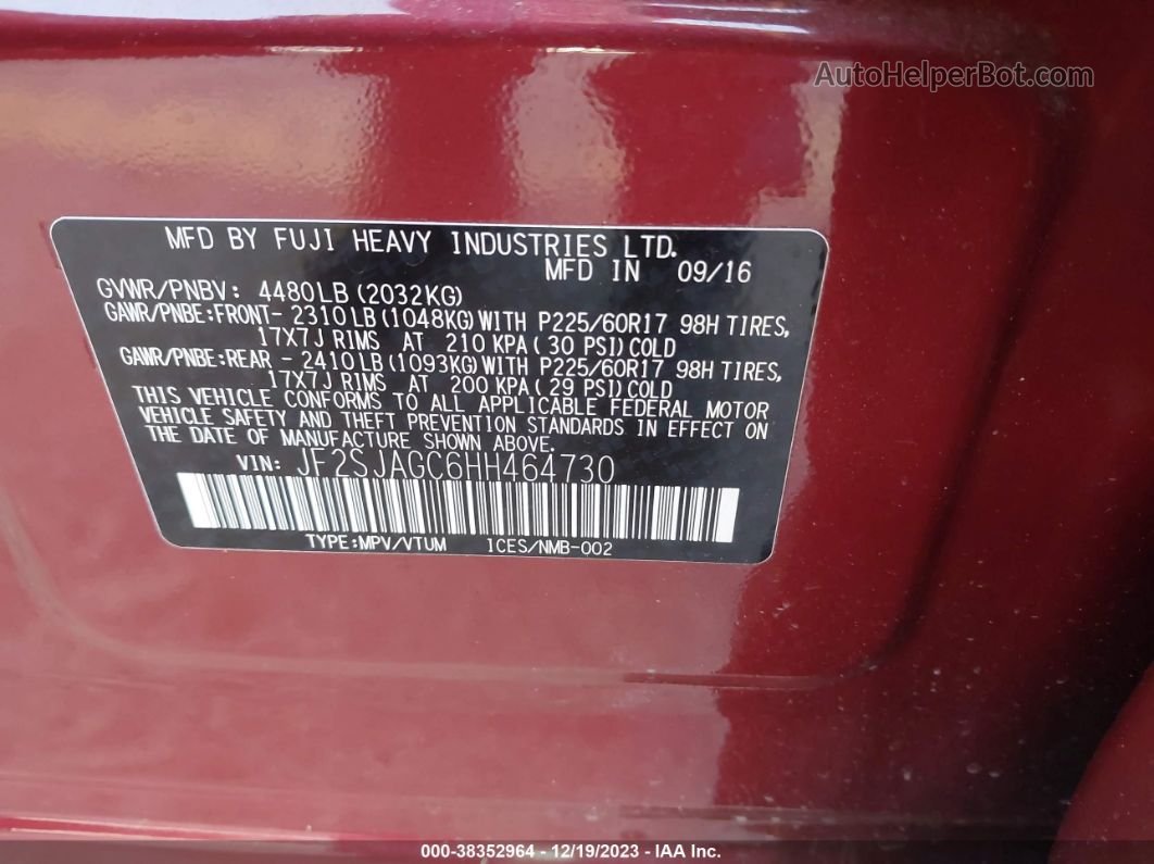 2017 Subaru Forester 2.5i Premium Red vin: JF2SJAGC6HH464730