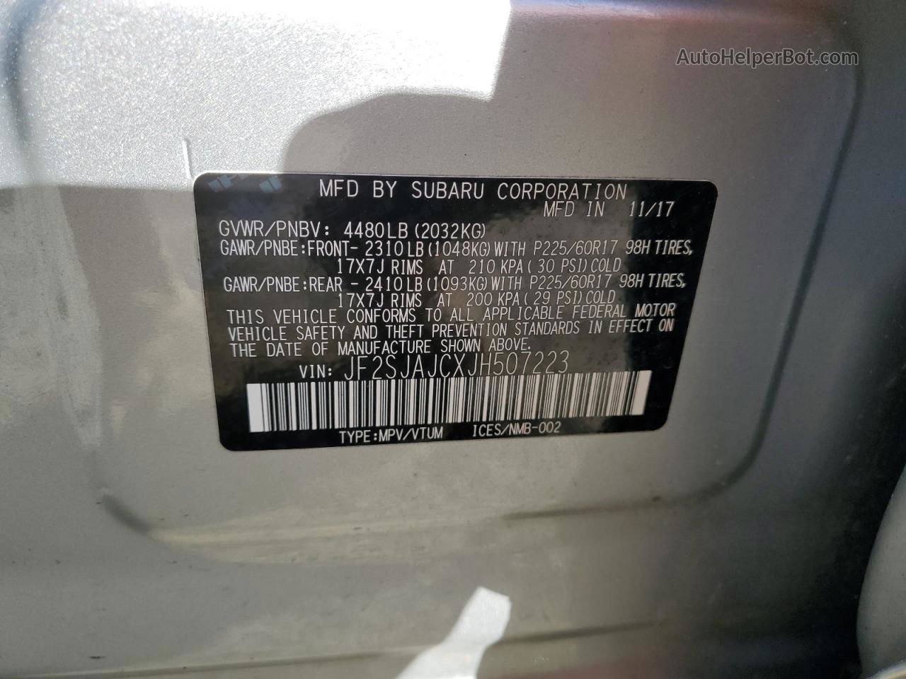 2018 Subaru Forester 2.5i Limited Серебряный vin: JF2SJAJCXJH507223