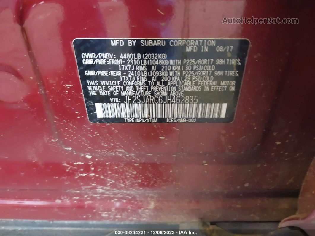 2018 Subaru Forester 2.5i Limited Красный vin: JF2SJARC6JH462835