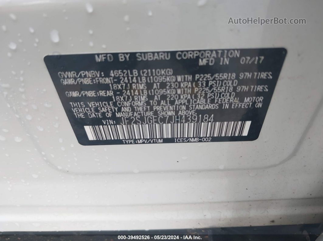 2018 Subaru Forester 2.0xt Premium White vin: JF2SJGEC7JH439184