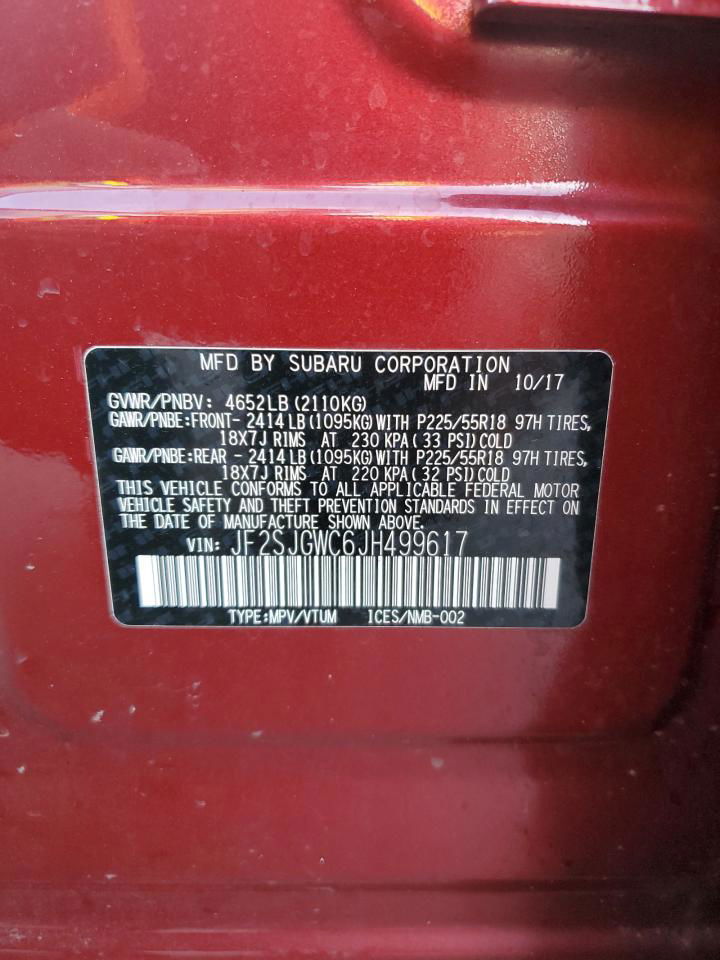 2018 Subaru Forester 2.0xt Touring Red vin: JF2SJGWC6JH499617