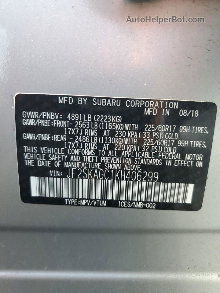 2019 Subaru Forester Premium Silver vin: JF2SKAGC1KH406299