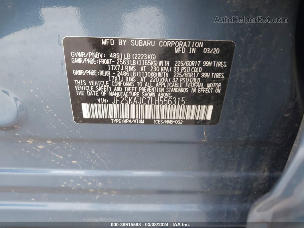 2020 Subaru Forester Premium Blue vin: JF2SKAJC7LH556315