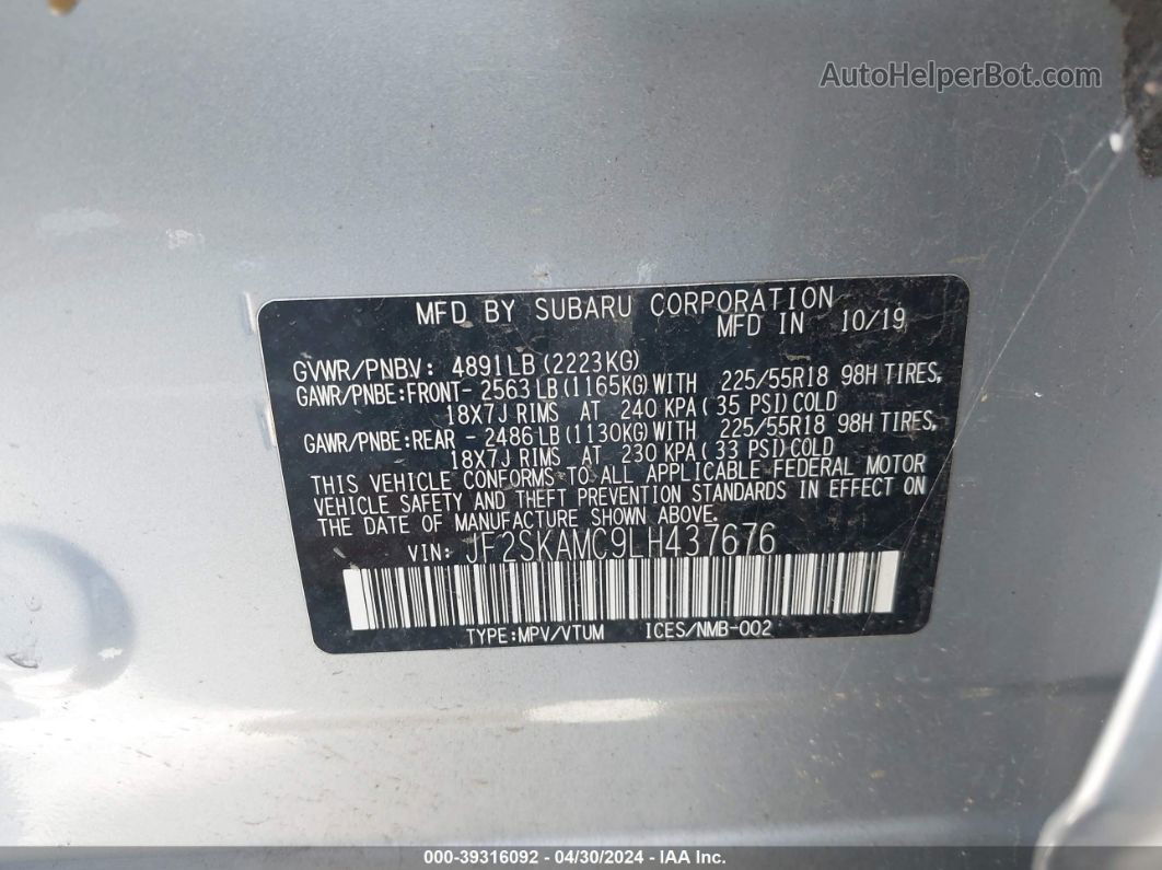 2020 Subaru Forester Sport Gray vin: JF2SKAMC9LH437676