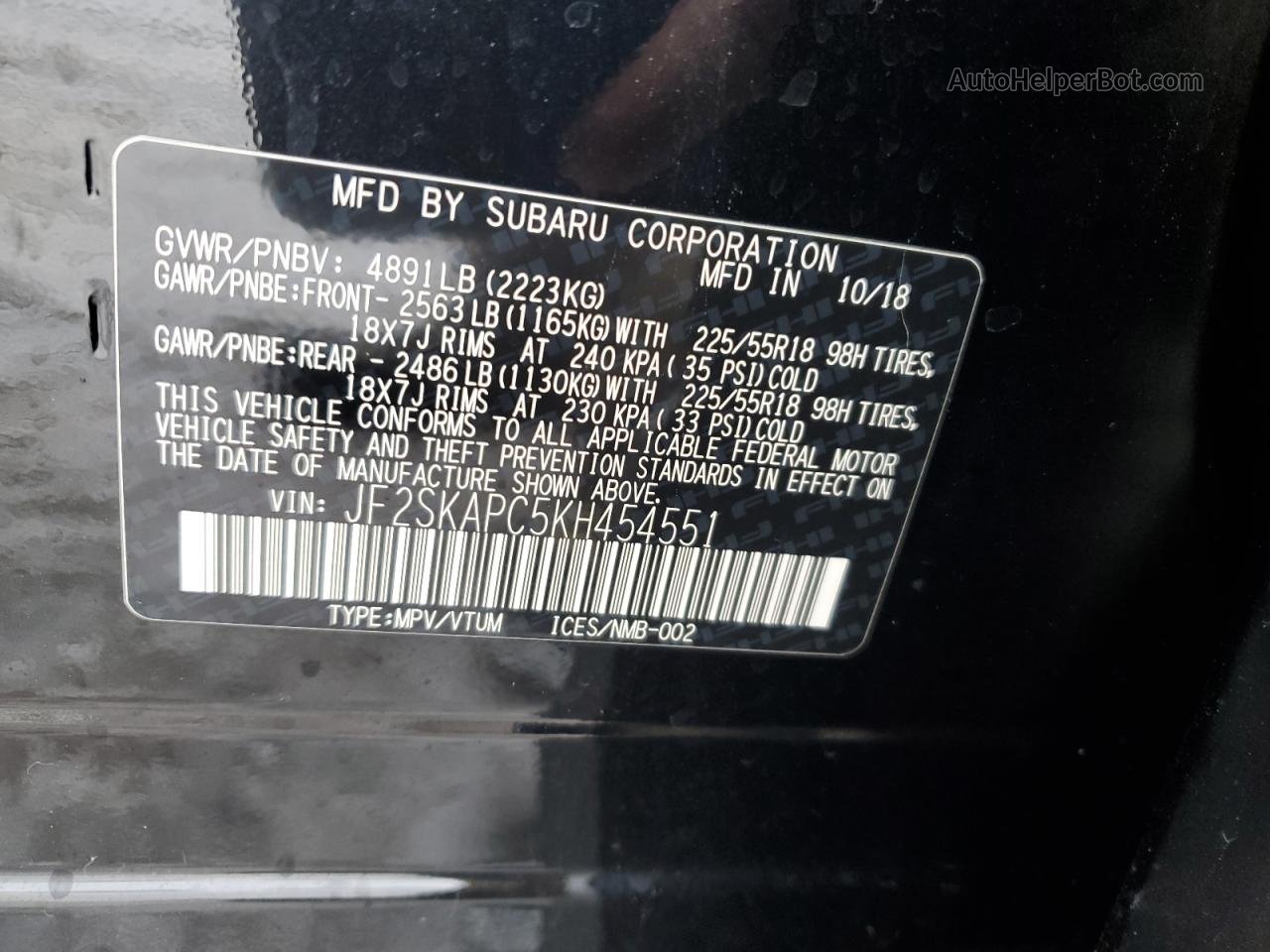 2019 Subaru Forester Sport Black vin: JF2SKAPC5KH454551