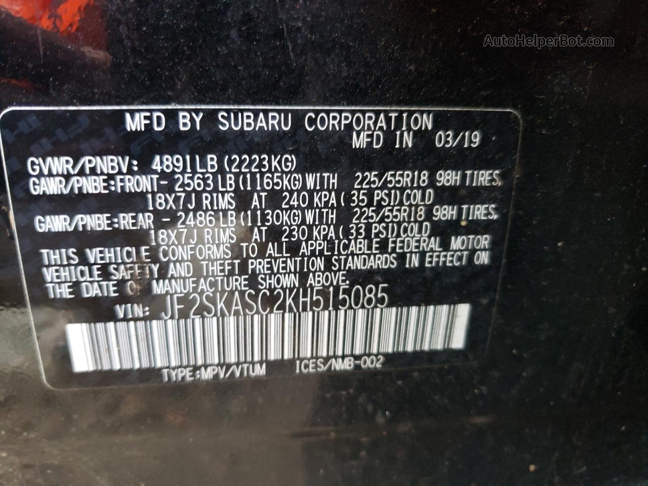2019 Subaru Forester Limited Black vin: JF2SKASC2KH515085