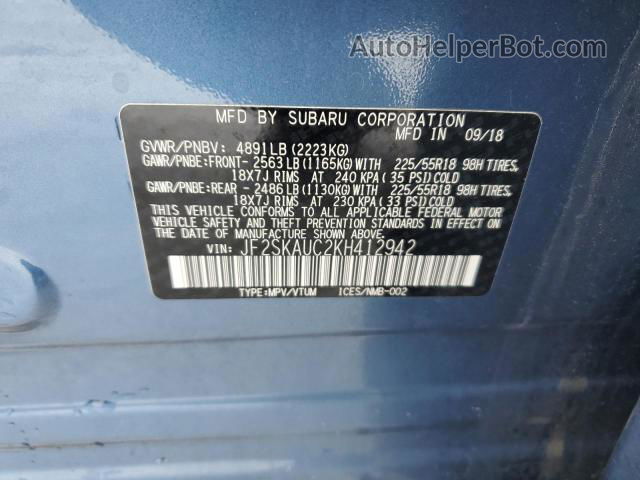 2019 Subaru Forester Limited Blue vin: JF2SKAUC2KH412942