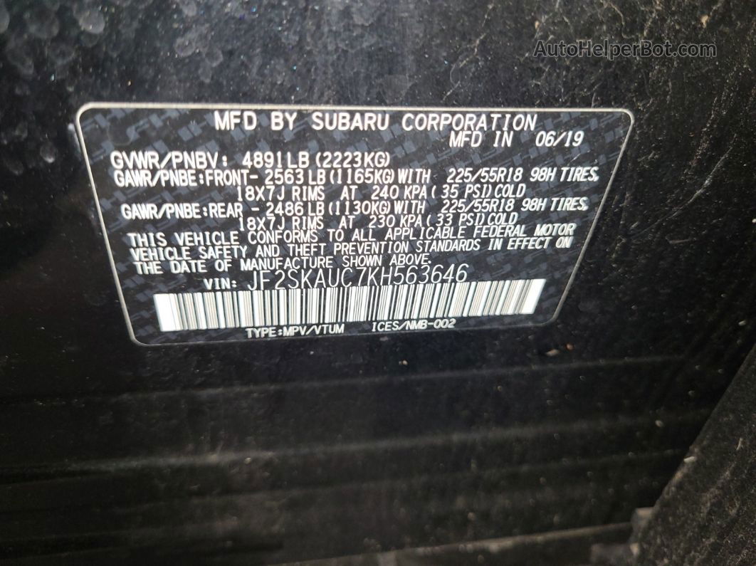 2019 Subaru Forester Limited Неизвестно vin: JF2SKAUC7KH563646