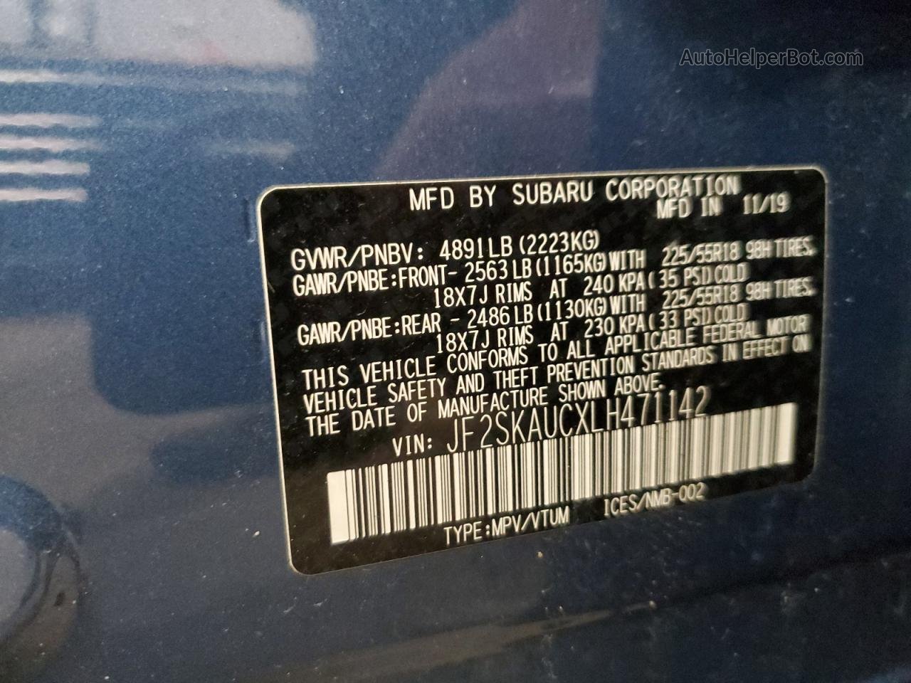 2020 Subaru Forester Limited Blue vin: JF2SKAUCXLH471142
