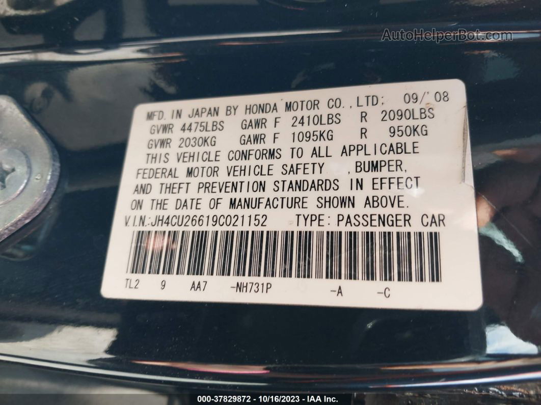 2009 Acura Tsx Черный vin: JH4CU26619C021152