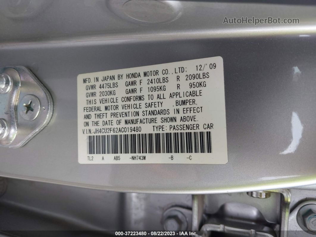 2010 Acura Tsx   Silver vin: JH4CU2F62AC019480