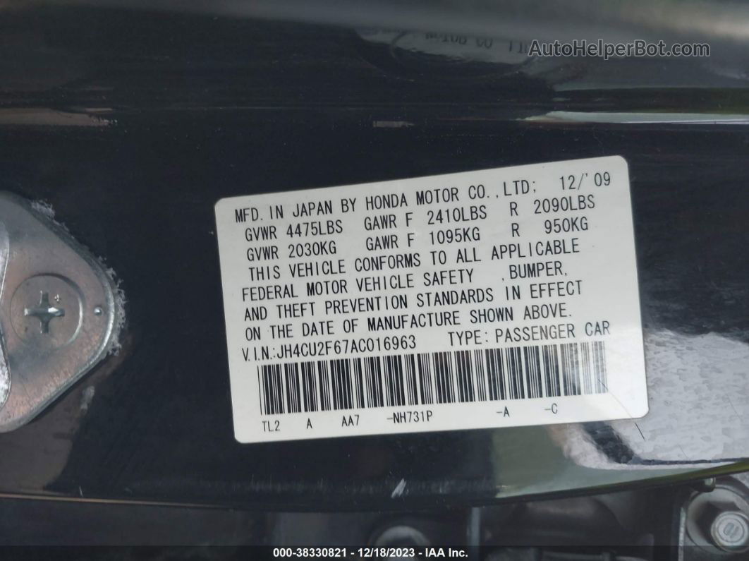 2010 Acura Tsx 2.4 Черный vin: JH4CU2F67AC016963