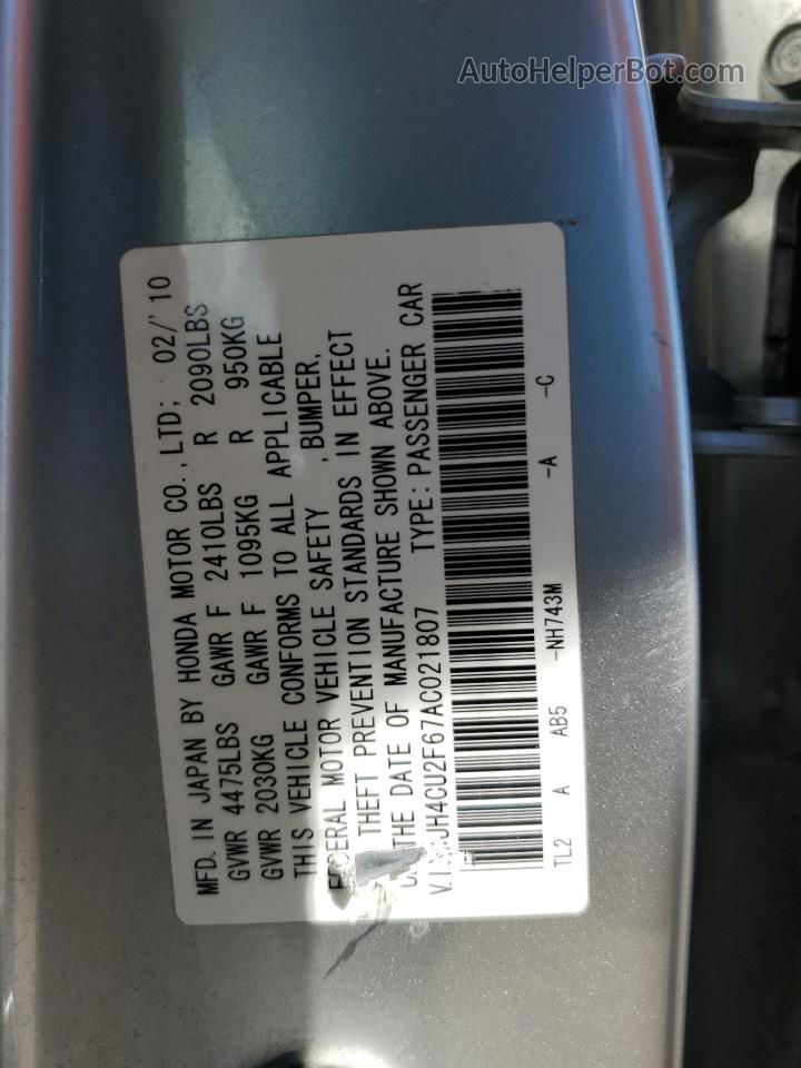 2010 Acura Tsx  Серебряный vin: JH4CU2F67AC021807