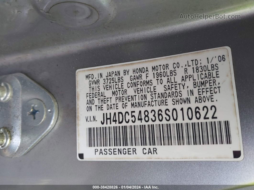 2006 Acura Rsx   Silver vin: JH4DC54836S010622