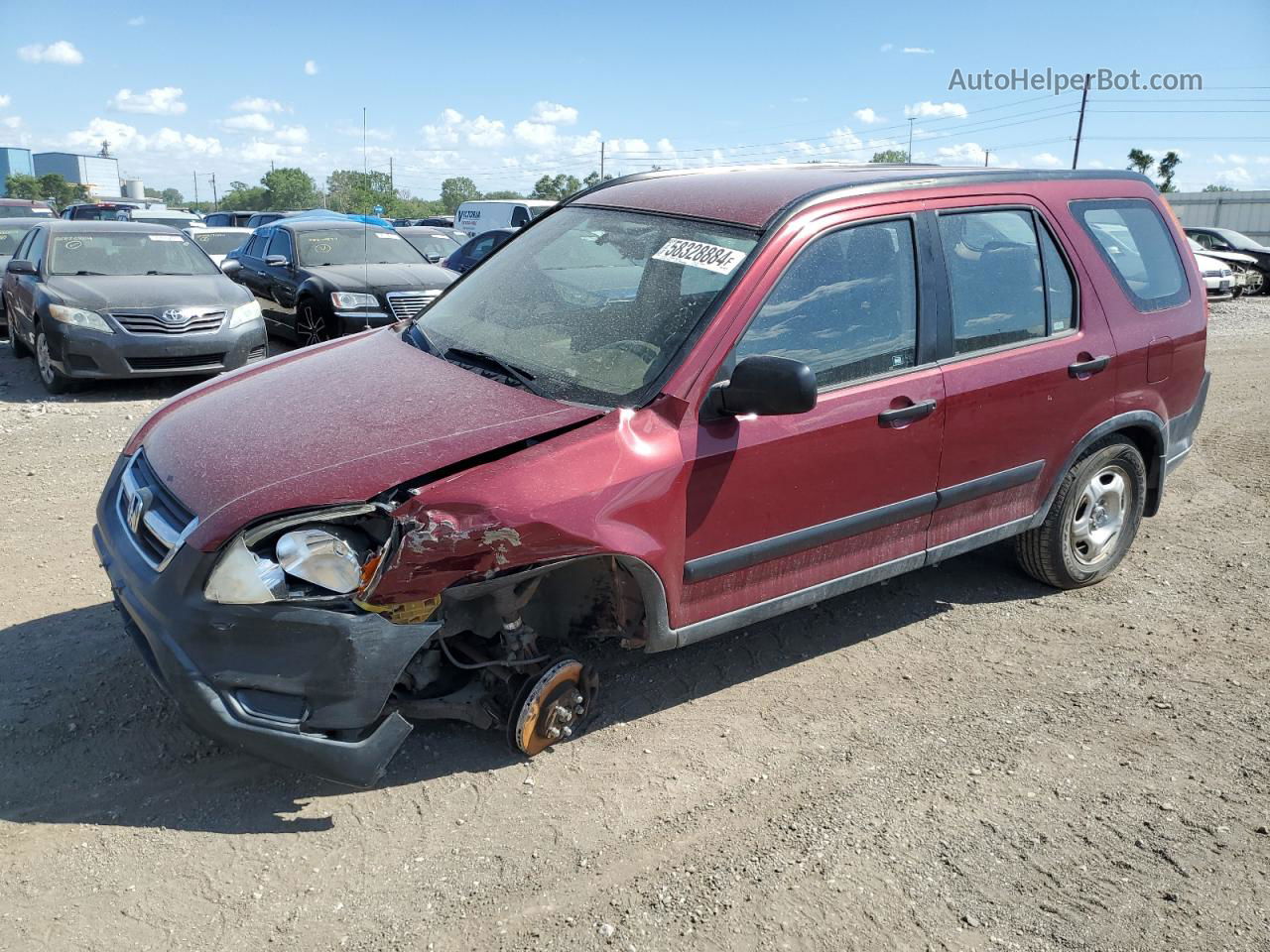 2004 Honda Cr-v Lx Red vin: JHLRD78434C023985