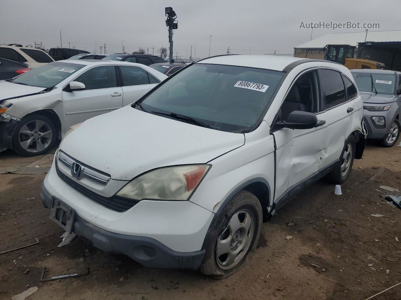 2007 Honda Cr-v Lx White vin: JHLRE38377C034957