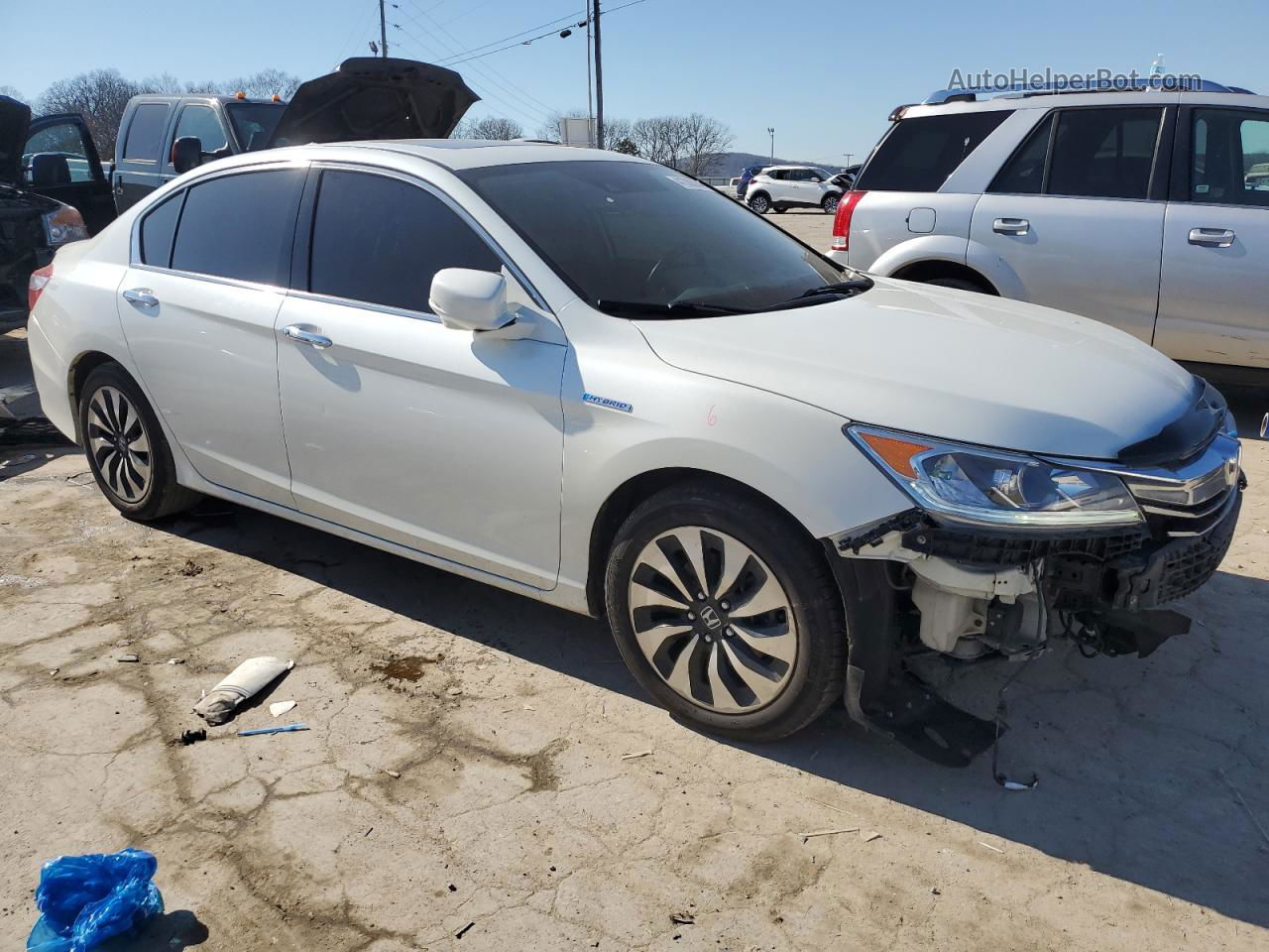 2017 Honda Accord Hybrid Exl White vin: JHMCR6F56HC013630