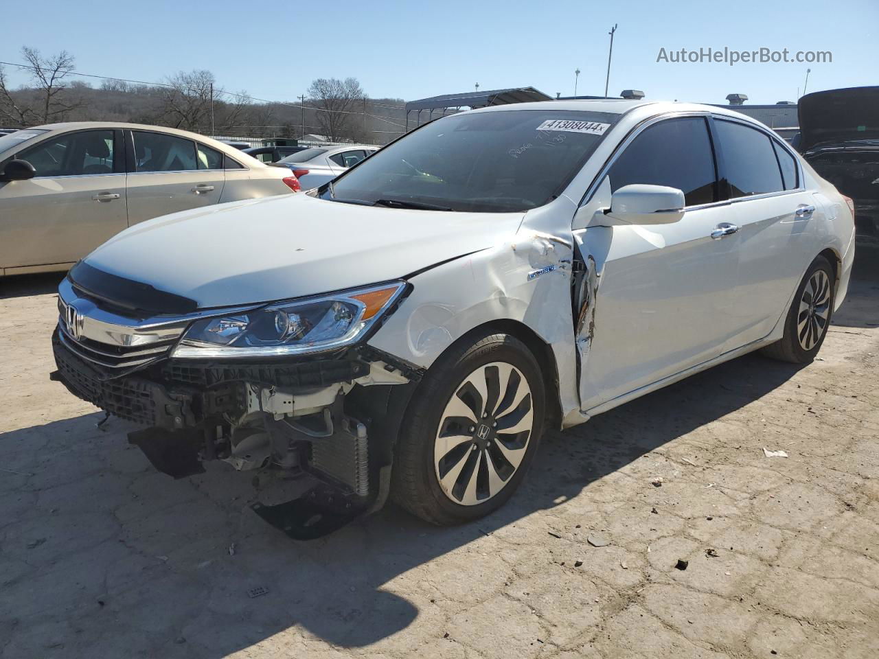 2017 Honda Accord Hybrid Exl White vin: JHMCR6F56HC013630