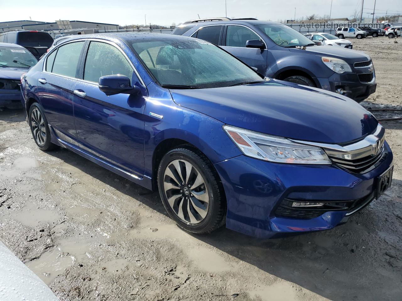 2017 Honda Accord Touring Hybrid Blue vin: JHMCR6F73HC021878