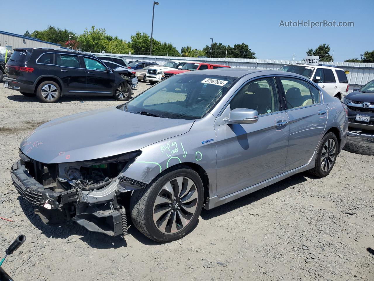 2017 Honda Accord Touring Hybrid Silver vin: JHMCR6F74HC025423