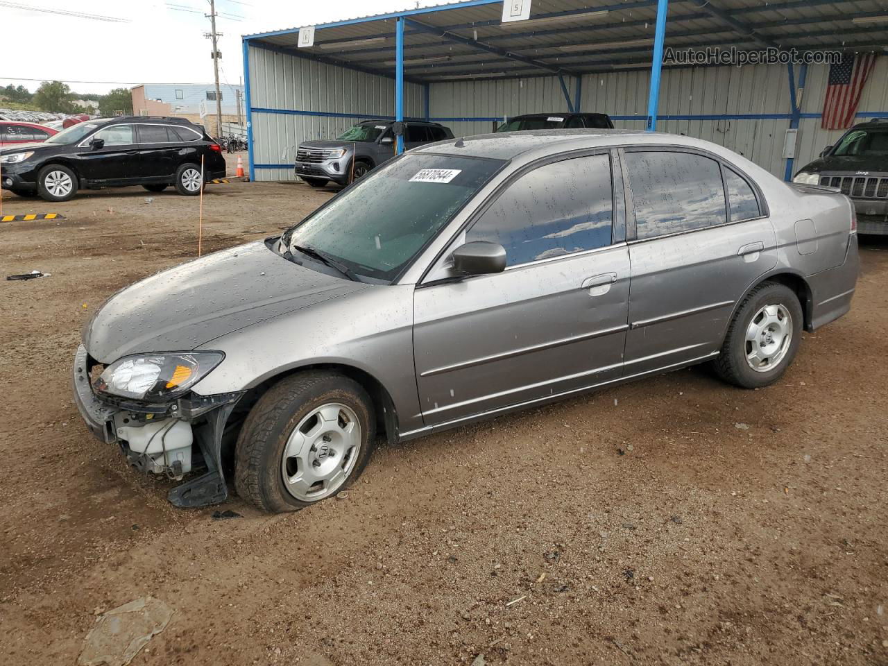 2005 Honda Civic Hybrid Серый vin: JHMES95625S019144