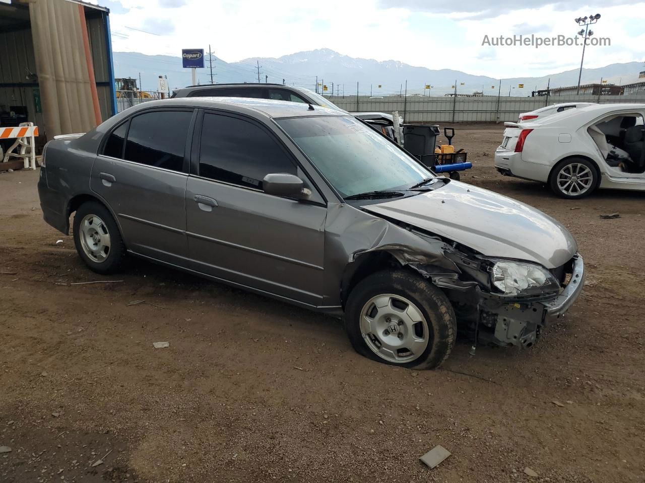 2005 Honda Civic Hybrid Серый vin: JHMES95625S019144