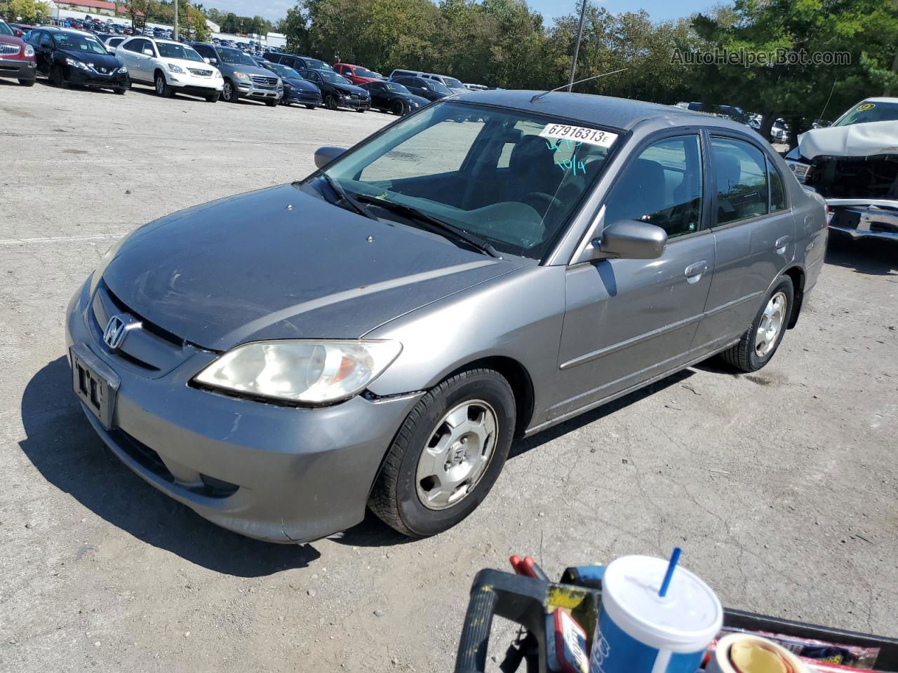 2004 Honda Civic Hybrid Gray vin: JHMES96604S004753