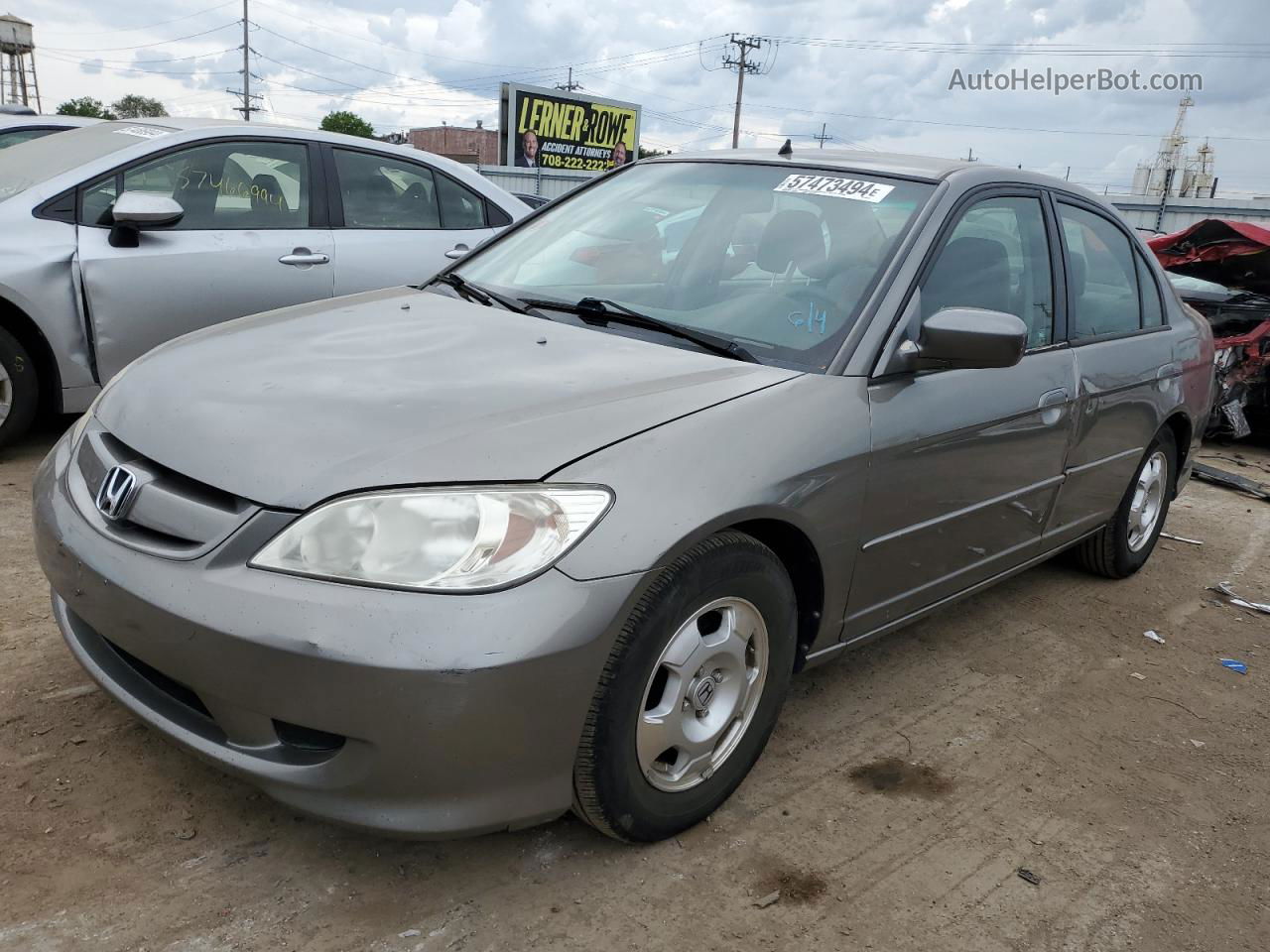 2005 Honda Civic Hybrid Gray vin: JHMES96665S025544