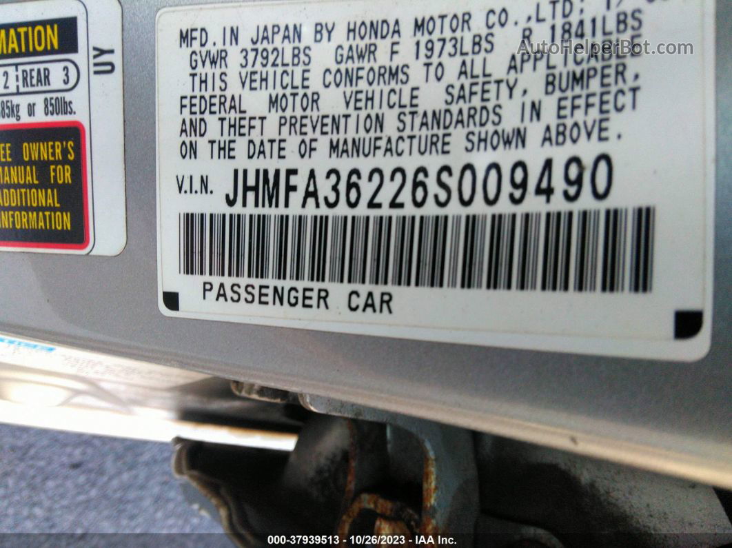 2006 Honda Civic Hybrid   Серебряный vin: JHMFA36226S009490