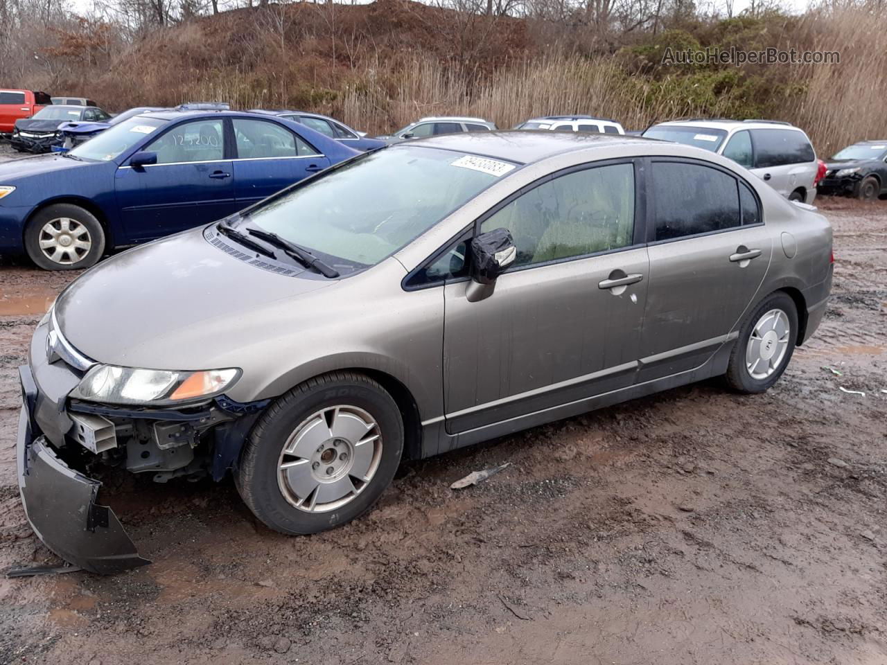 2008 Honda Civic Hybrid Gray vin: JHMFA36228S001523