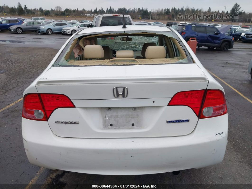 2006 Honda Civic Hybrid   White vin: JHMFA36256S019088