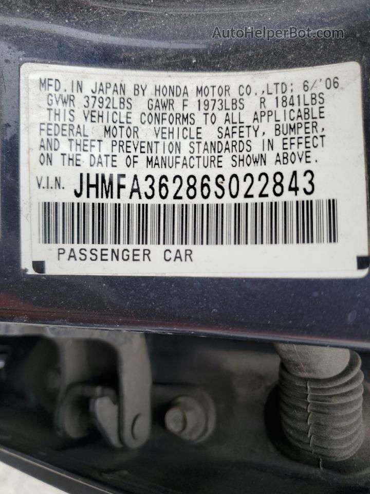 2006 Honda Civic Hybrid Gray vin: JHMFA36286S022843