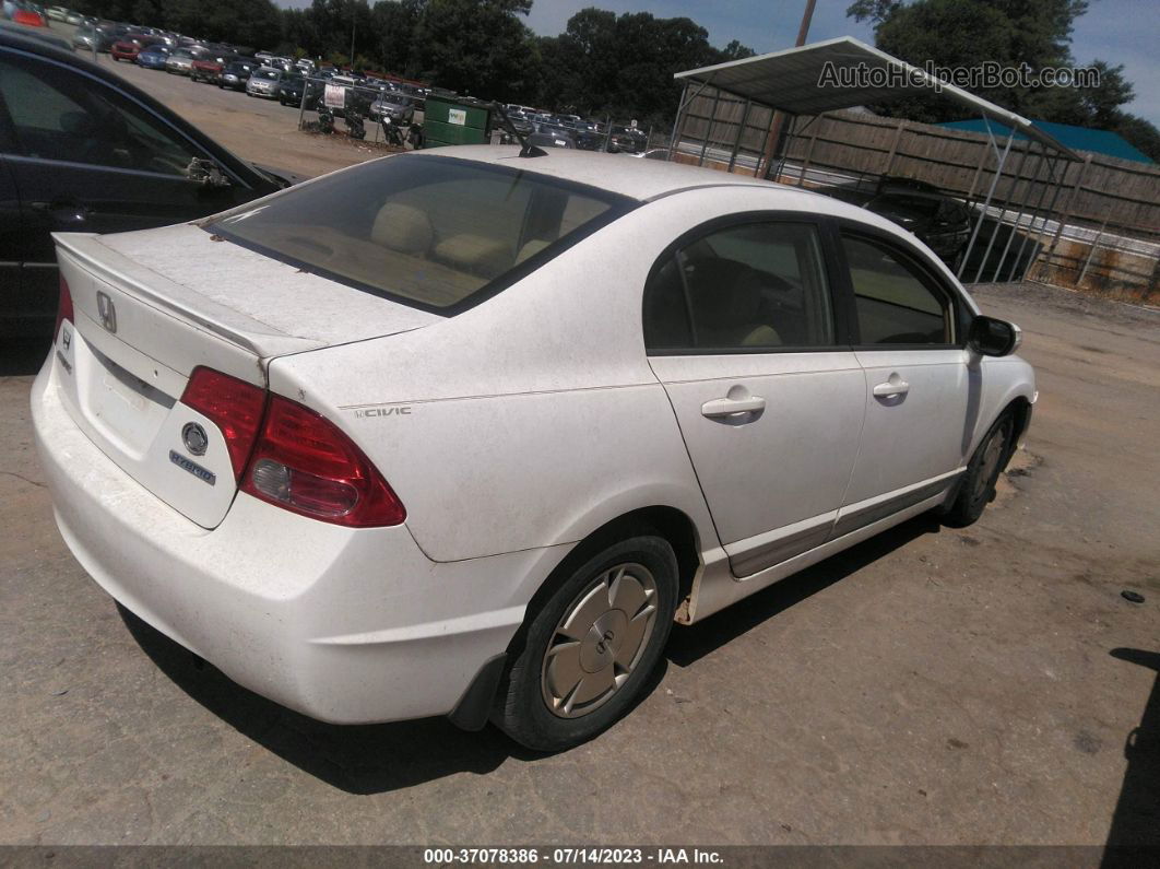 2006 Honda Civic Hybrid   White vin: JHMFA36286S026035