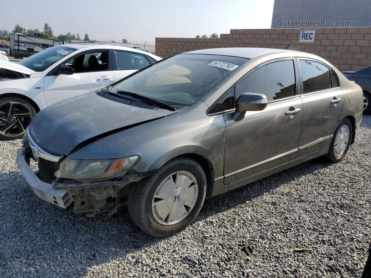 2008 Honda Civic Hybrid Gray vin: JHMFA362X8S028453