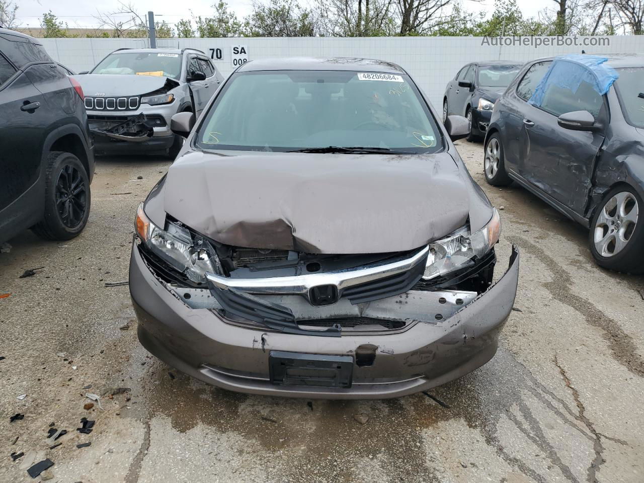 2012 Honda Civic Lx Gray vin: JHMFB2F52CS001614