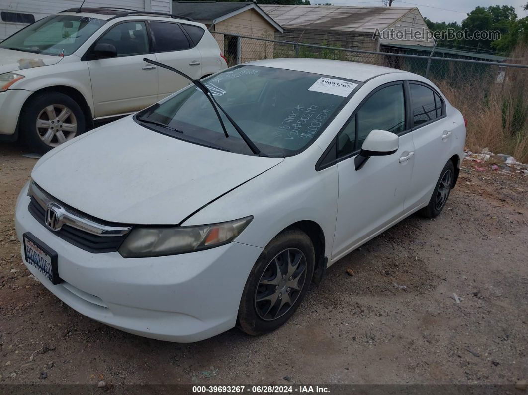 2012 Honda Civic Lx White vin: JHMFB2F56CS002197