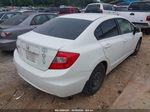 2012 Honda Civic Lx White vin: JHMFB2F56CS002197